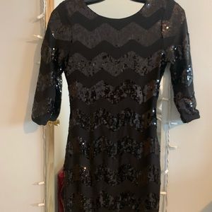 Charlotte Russe Chevron Sequin Black Mini Dress
